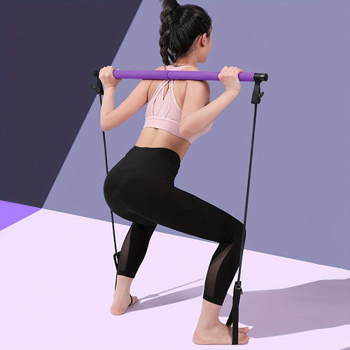 1pc Multifunctional Resistance Band Bar Pilates Bar; Home Fitness Workout Accessories