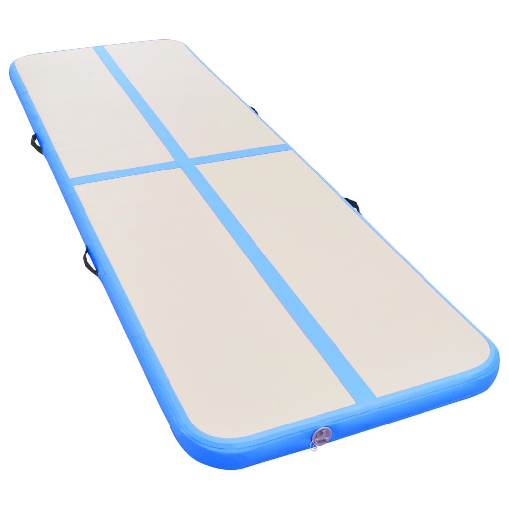 Inflatable Gymnastics Mat with Pump 157.4"x39.3"x3.9" PVC Blue