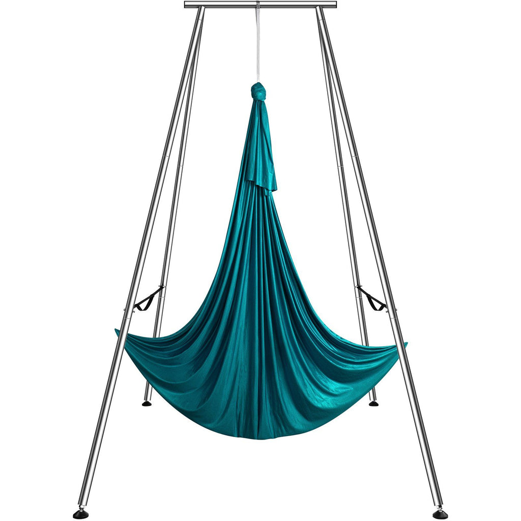 VEVOR Aerial Yoga Frame & Yoga Hammock, 9.67 ft Height Professional Yoga Swing Stand Comes with 6.6 Yards Aerial Hammock, Max 551.15 lbs Load Capacity Yoga Rig for Indoor Outdoor Aerial Yoga, Green