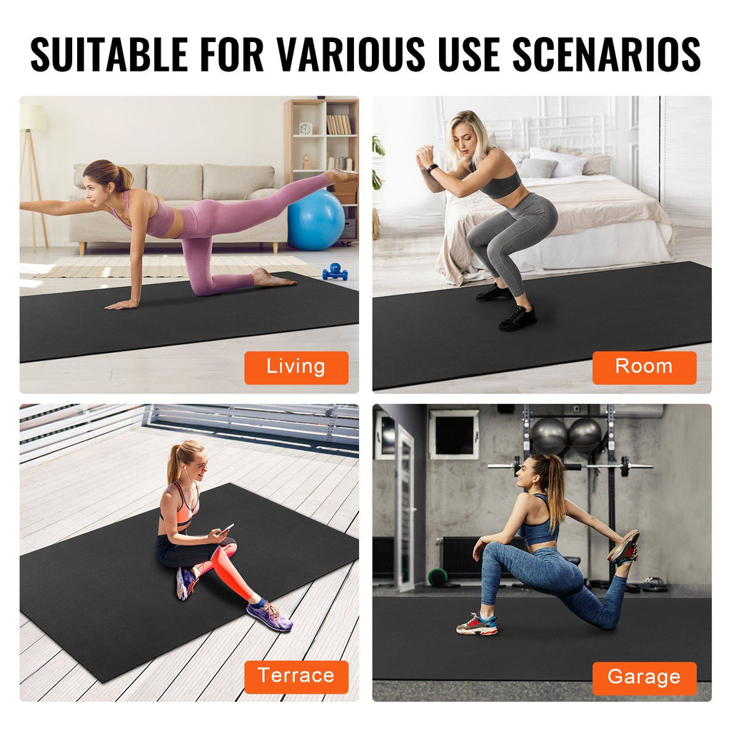 VEVOR Exercise Mat, Non Slip High Density Premium Yoga Mat, Exercise Yoga Mat for Men & Women, Fitness & Exercise Mat with Bag & Carry Strap, for All Types of Home Yoga, Pilate & Floor Workout (9x6ft)